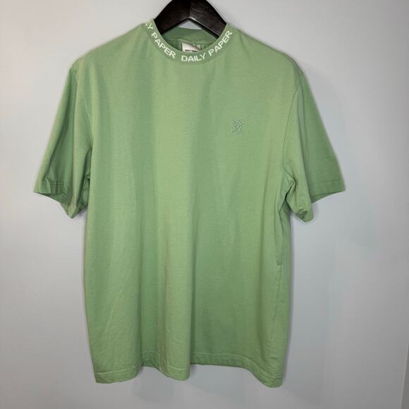 Daily Paper Rib Green T Shirt Green Short Sleeve Logo Men's L - Picture 9 of 9